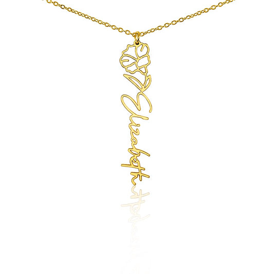 Birth Flower Name Necklace
